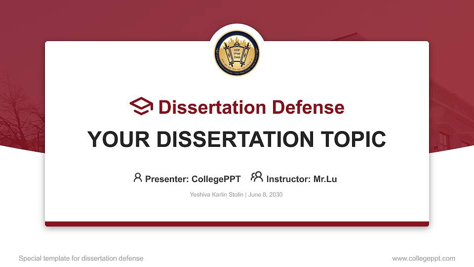 Yeshiva Karlin Stolin Graduation Thesis Defense PPT Template16:9 ratio PPT effect preview image