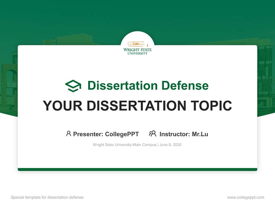 Wright State University-Main Campus Graduation Thesis Defense PPT Template4:3 ratio PPT effect preview image7