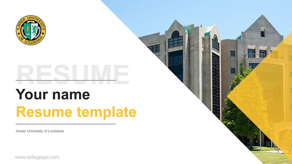 Xavier University of Louisiana Resume PPT Template16:9 ratio PPT effect preview image