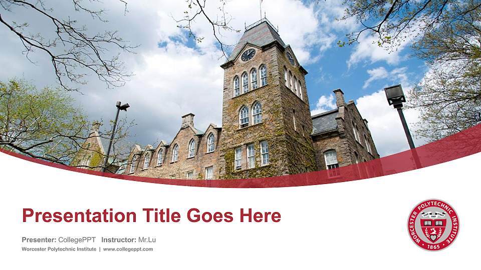 Worcester Polytechnic Institute Course/Courseware Creation PPT Template16:9 ratio PPT effect preview image