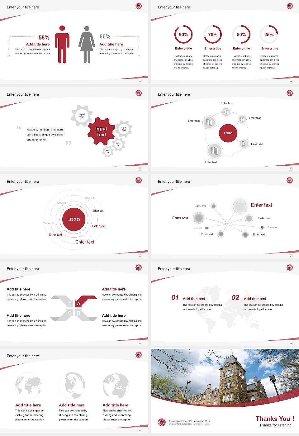 Worcester Polytechnic Institute Course/Courseware Creation PPT Template16:9 ratio PPT effect preview image4