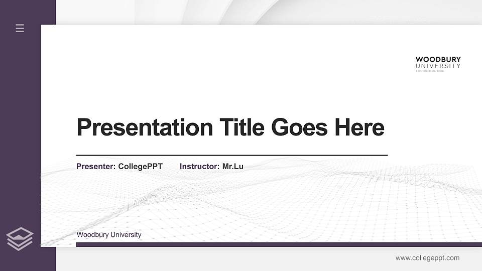 Woodbury University Thesis Proposal/Graduation Defense PPT Template16:9 ratio PPT effect preview image