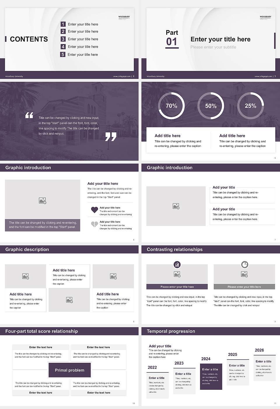 Woodbury University Thesis Proposal/Graduation Defense PPT Template16:9 ratio PPT effect preview image2