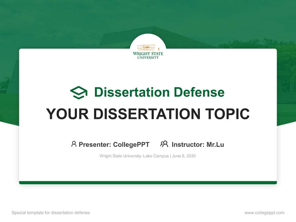 Wright State University–Lake Campus Graduation Thesis Defense PPT Template4:3 ratio PPT effect preview image7