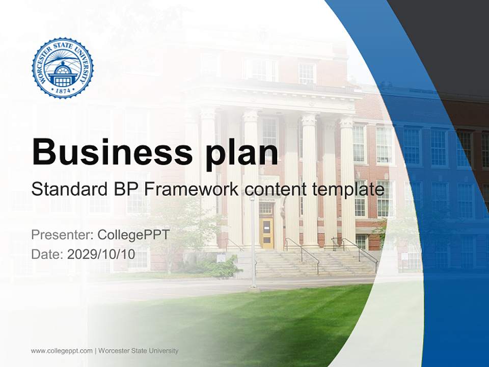 Worcester State University Competition/Entrepreneurship Contest PPT Template4:3 ratio PPT effect preview image9