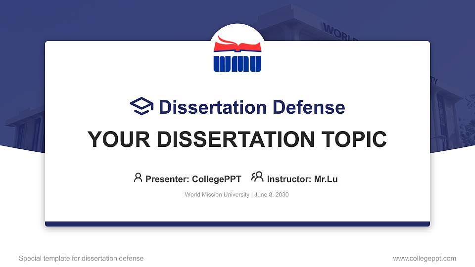 World Mission University Graduation Thesis Defense PPT Template16:9 ratio PPT effect preview image