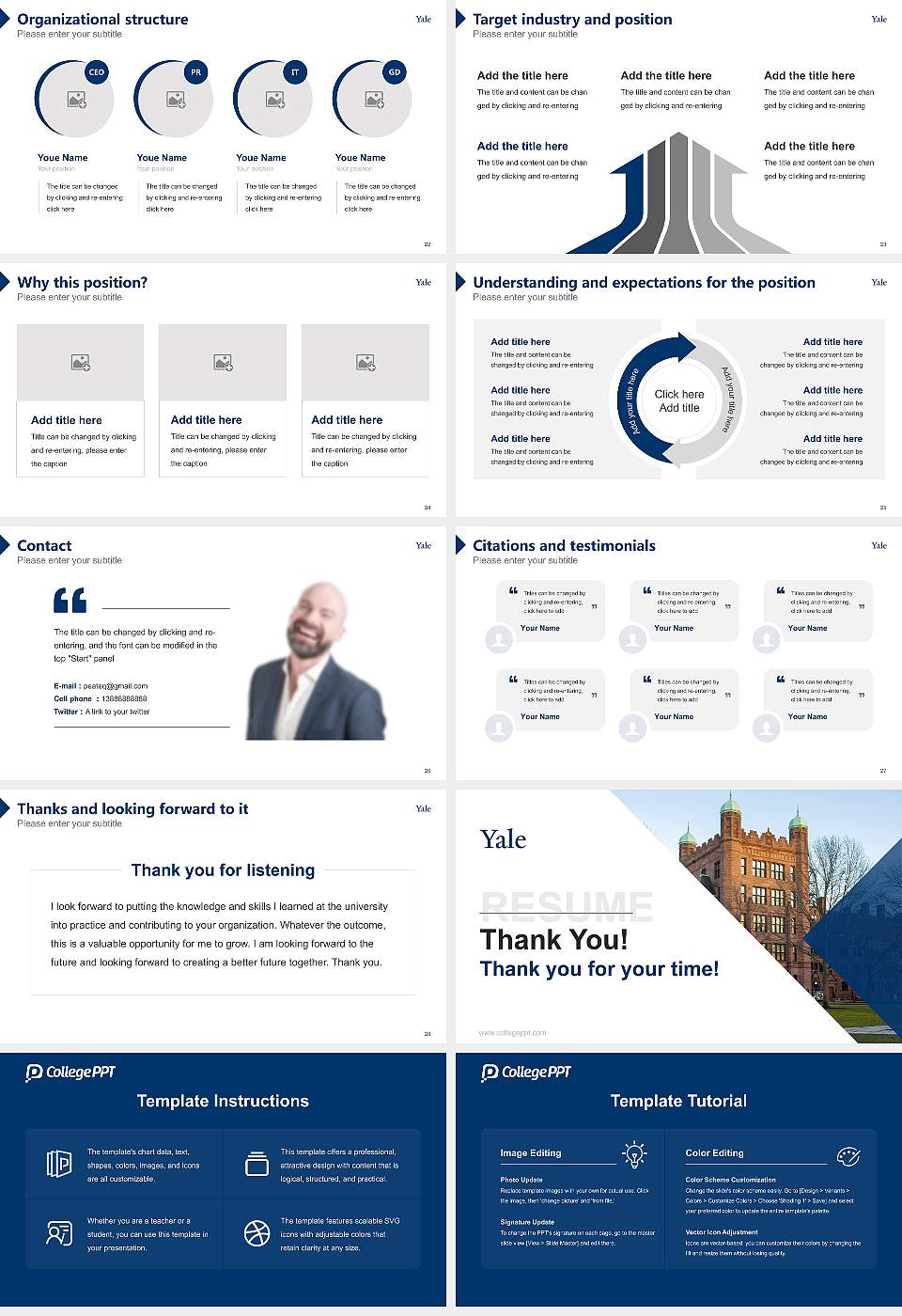 Yale University Resume PPT Template16:9 ratio PPT effect preview image4