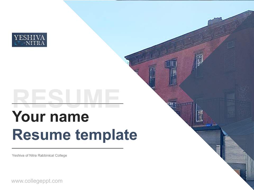 Yeshiva of Nitra Rabbinical College Resume PPT Template4:3 ratio PPT effect preview image5