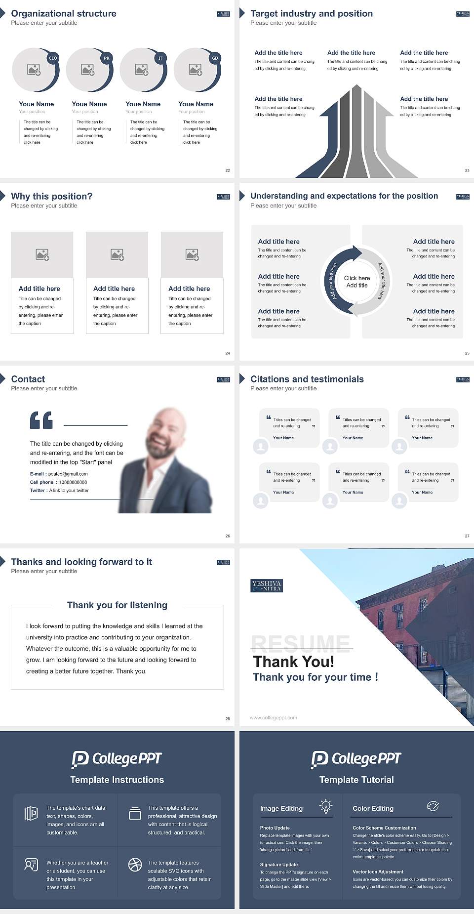 Yeshiva of Nitra Rabbinical College Resume PPT Template4:3 ratio PPT effect preview image4