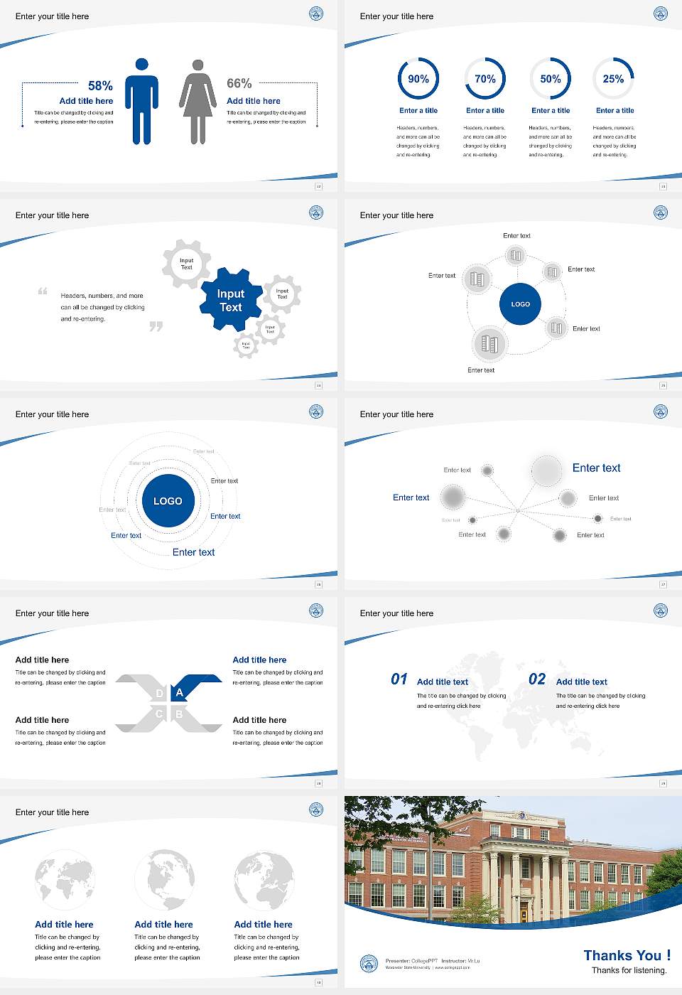 Worcester State University Course/Courseware Creation PPT Template16:9 ratio PPT effect preview image4