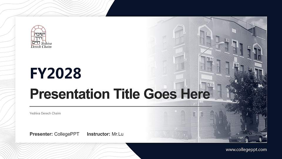 Yeshiva Derech Chaim Academic Presentation/Research Findings Report PPT Template16:9 ratio PPT effect preview image