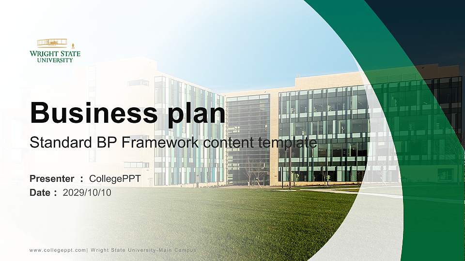 Wright State University-Main Campus Competition/Entrepreneurship Contest PPT Template16:9 ratio PPT effect preview image