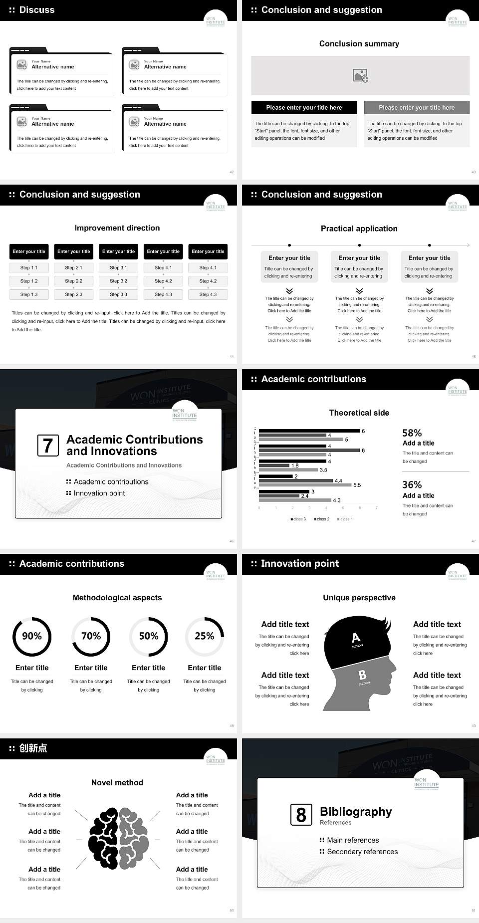 Won Institute of Graduate Studies Graduation Thesis Defense PPT Template4:3 ratio PPT effect preview image6