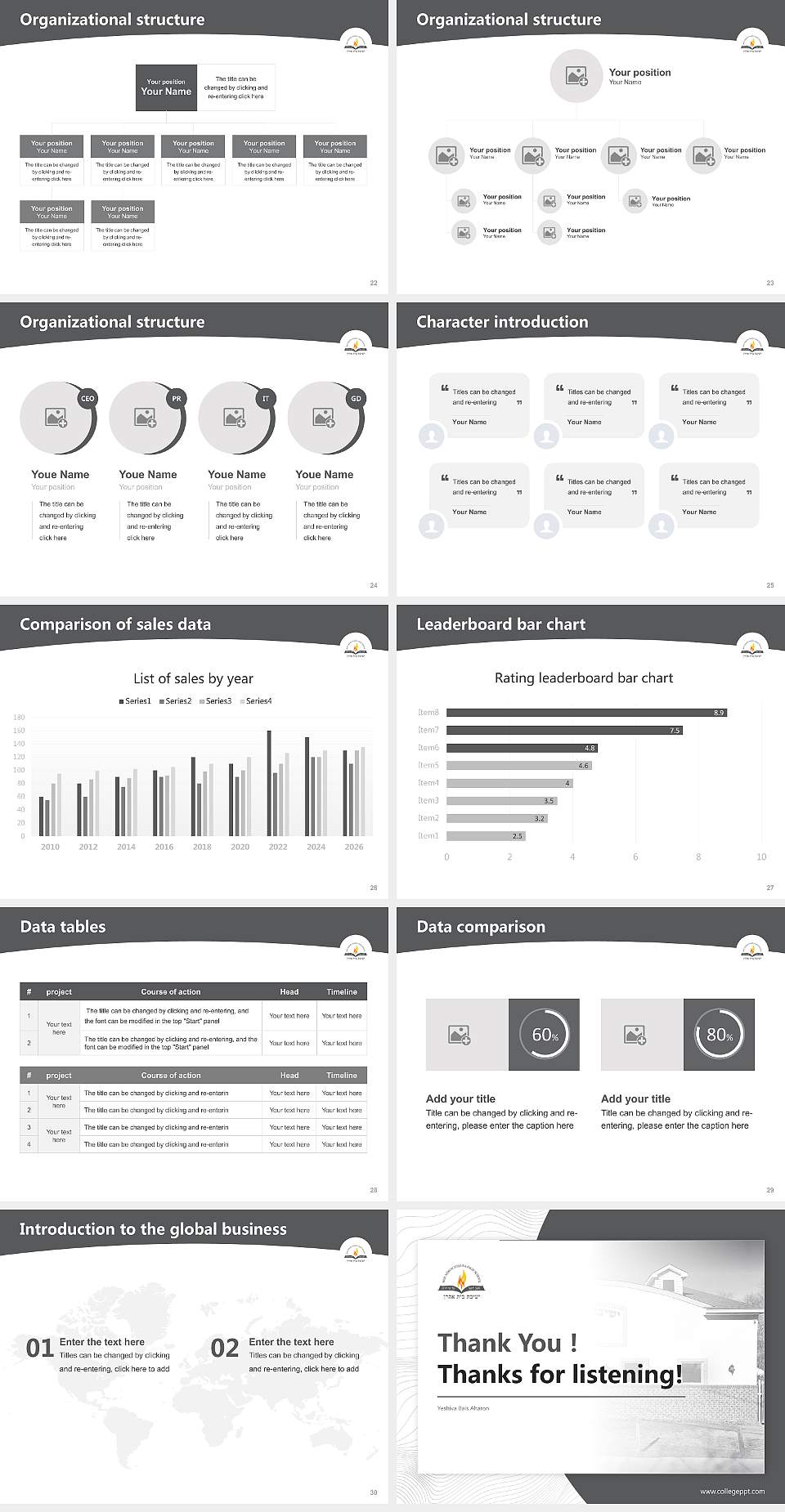 Yeshiva Bais Aharon Academic Presentation/Research Findings Report PPT Template4:3 ratio PPT effect preview image4