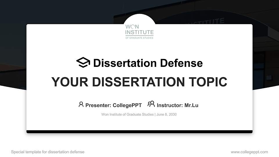 Won Institute of Graduate Studies Graduation Thesis Defense PPT Template16:9 ratio PPT effect preview image