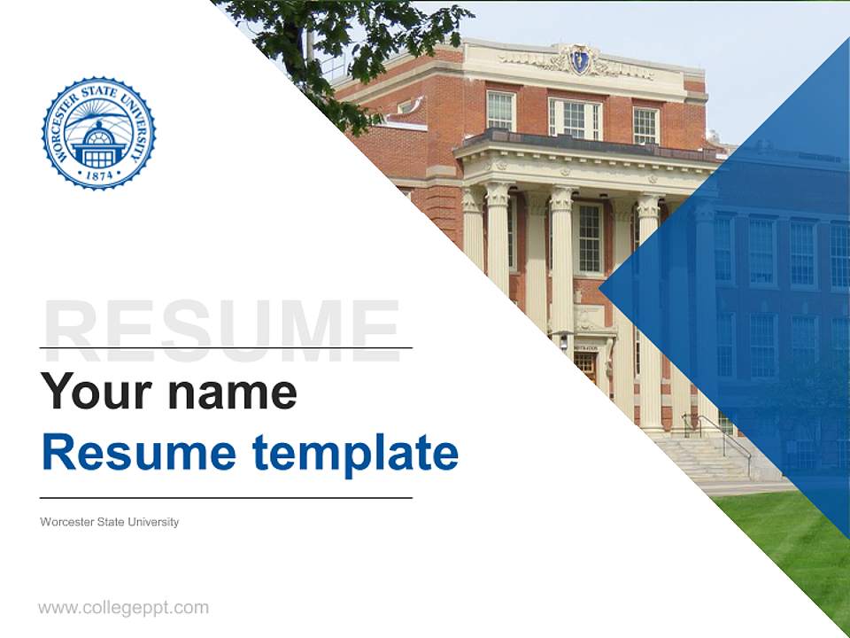 Worcester State University Resume PPT Template4:3 ratio PPT effect preview image5