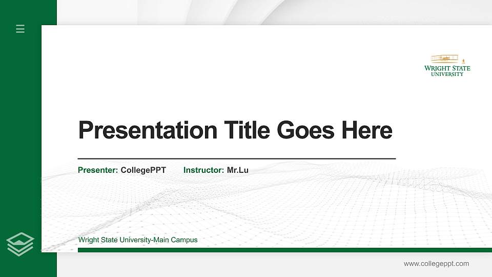 Wright State University-Main Campus Thesis Proposal/Graduation Defense PPT Template16:9 ratio PPT effect preview image