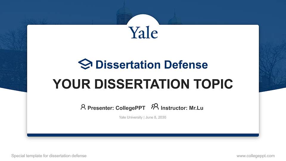 Yale University Graduation Thesis Defense PPT Template16:9 ratio PPT effect preview image
