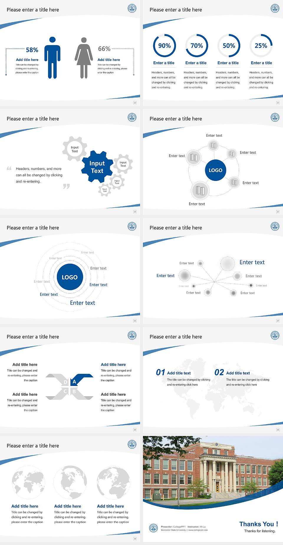 Worcester State University Course/Courseware Creation PPT Template4:3 ratio PPT effect preview image4
