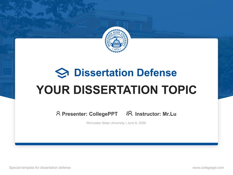 Worcester State University Graduation Thesis Defense PPT Template4:3 ratio PPT effect preview image7