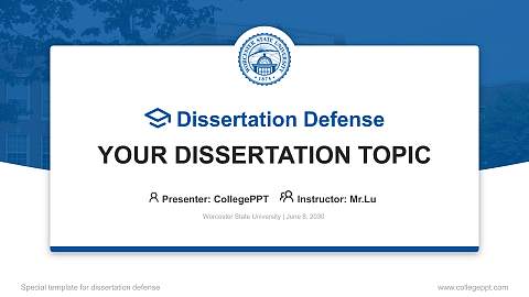 Worcester State University Graduation Thesis Defense PPT Template