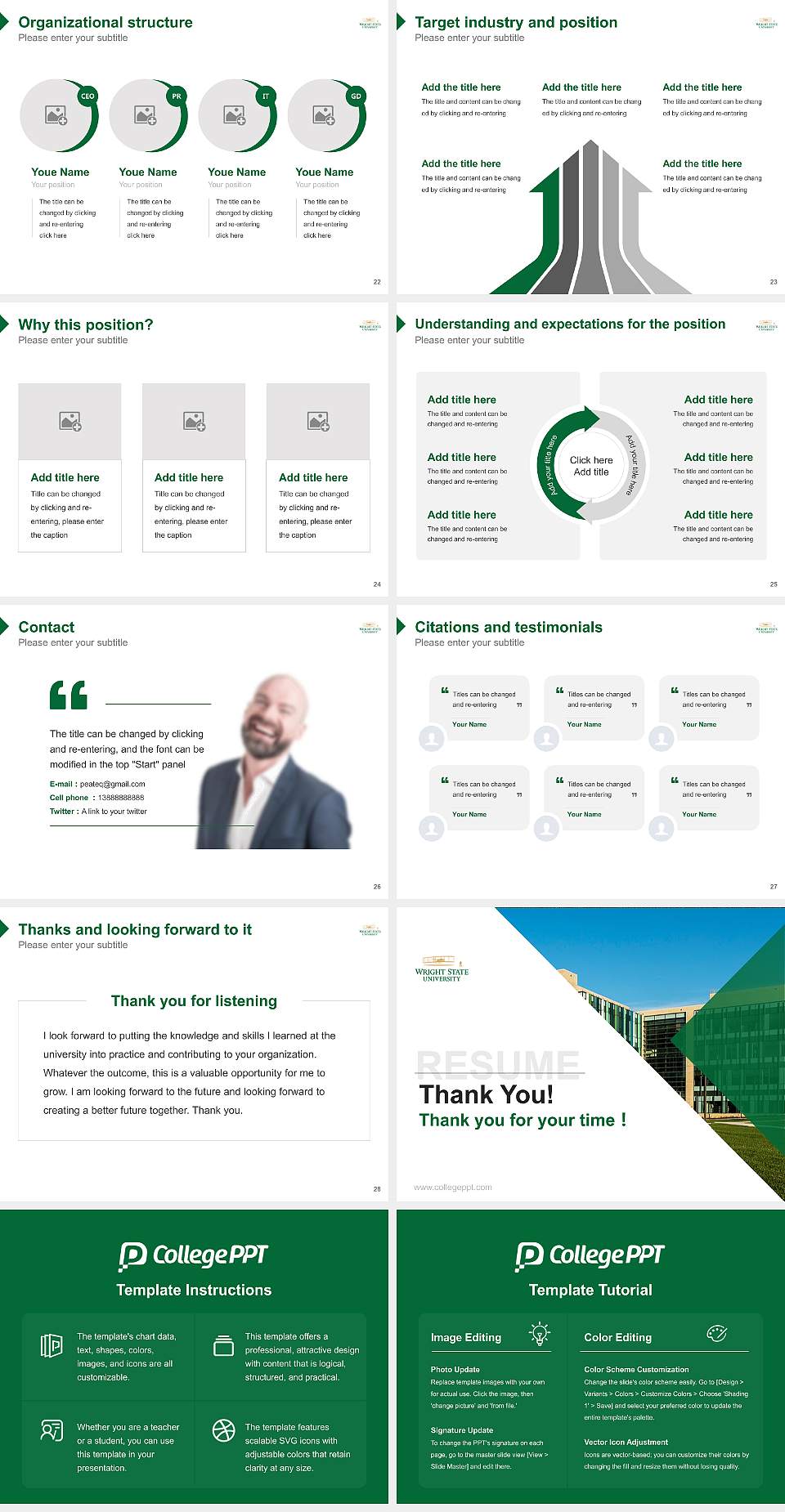 Wright State University-Main Campus Resume PPT Template4:3 ratio PPT effect preview image4