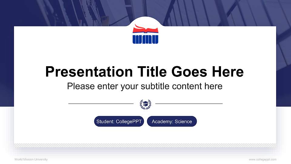 World Mission University National Scholarship Defense PPT Template16:9 ratio PPT effect preview image