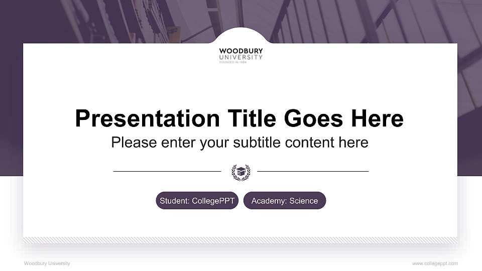 Woodbury University National Scholarship Defense PPT Template16:9 ratio PPT effect preview image