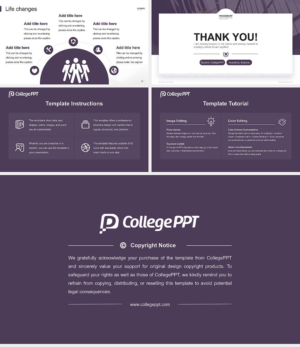 Woodbury University National Scholarship Defense PPT Template16:9 ratio PPT effect preview image4