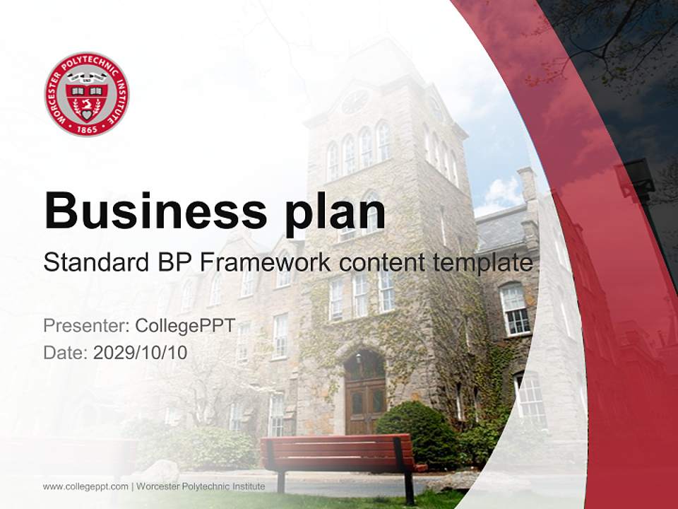Worcester Polytechnic Institute Competition/Entrepreneurship Contest PPT Template4:3 ratio PPT effect preview image9