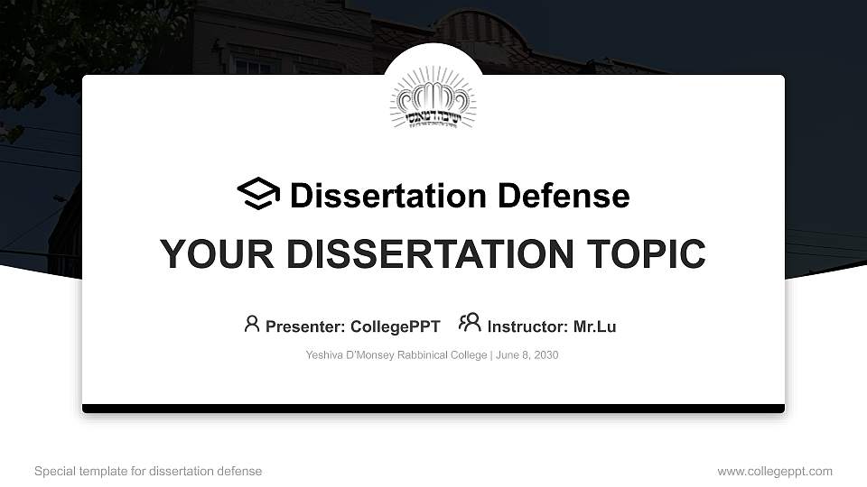 Yeshiva D’Monsey Rabbinical College Graduation Thesis Defense PPT Template16:9 ratio PPT effect preview image