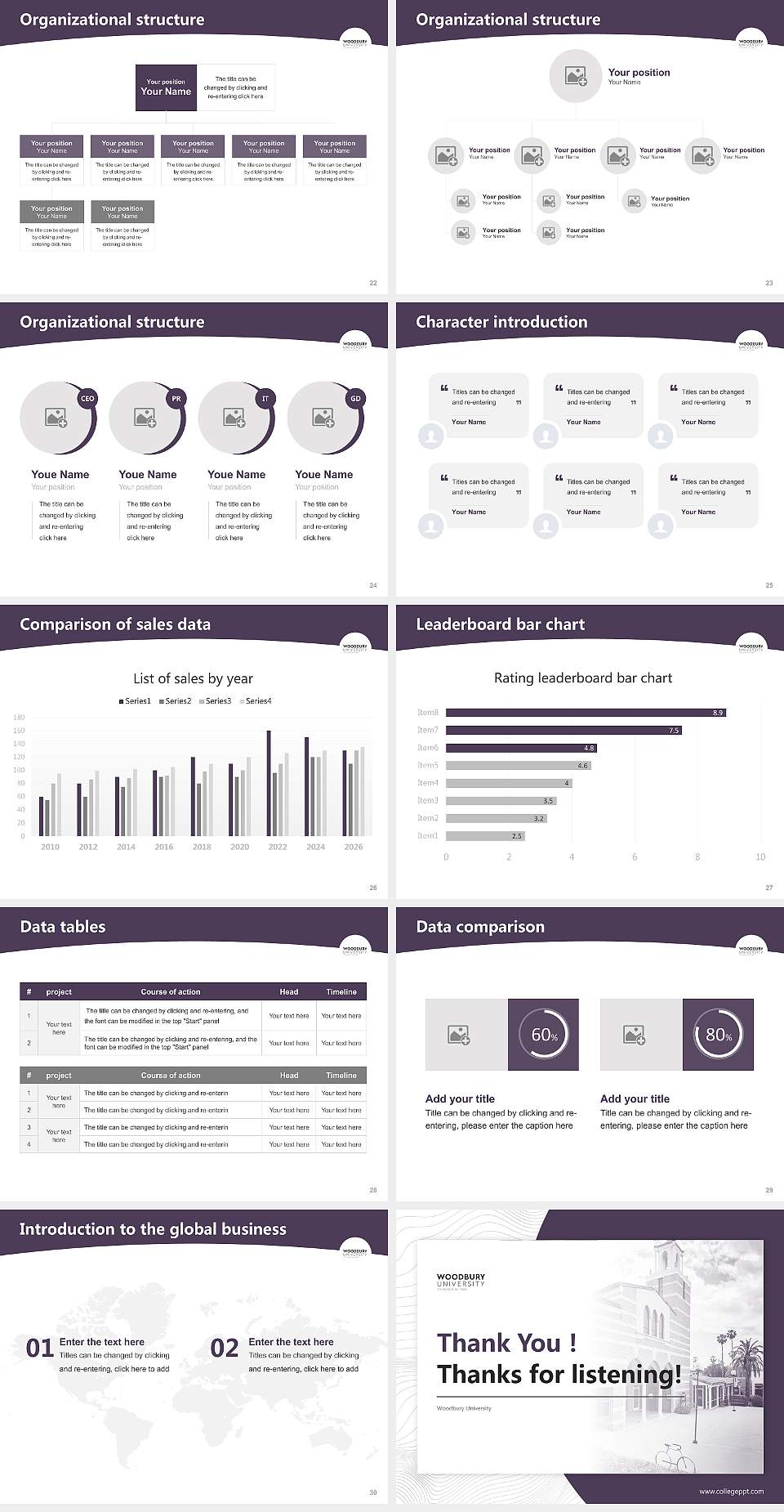Woodbury University Academic Presentation/Research Findings Report PPT Template4:3 ratio PPT effect preview image4