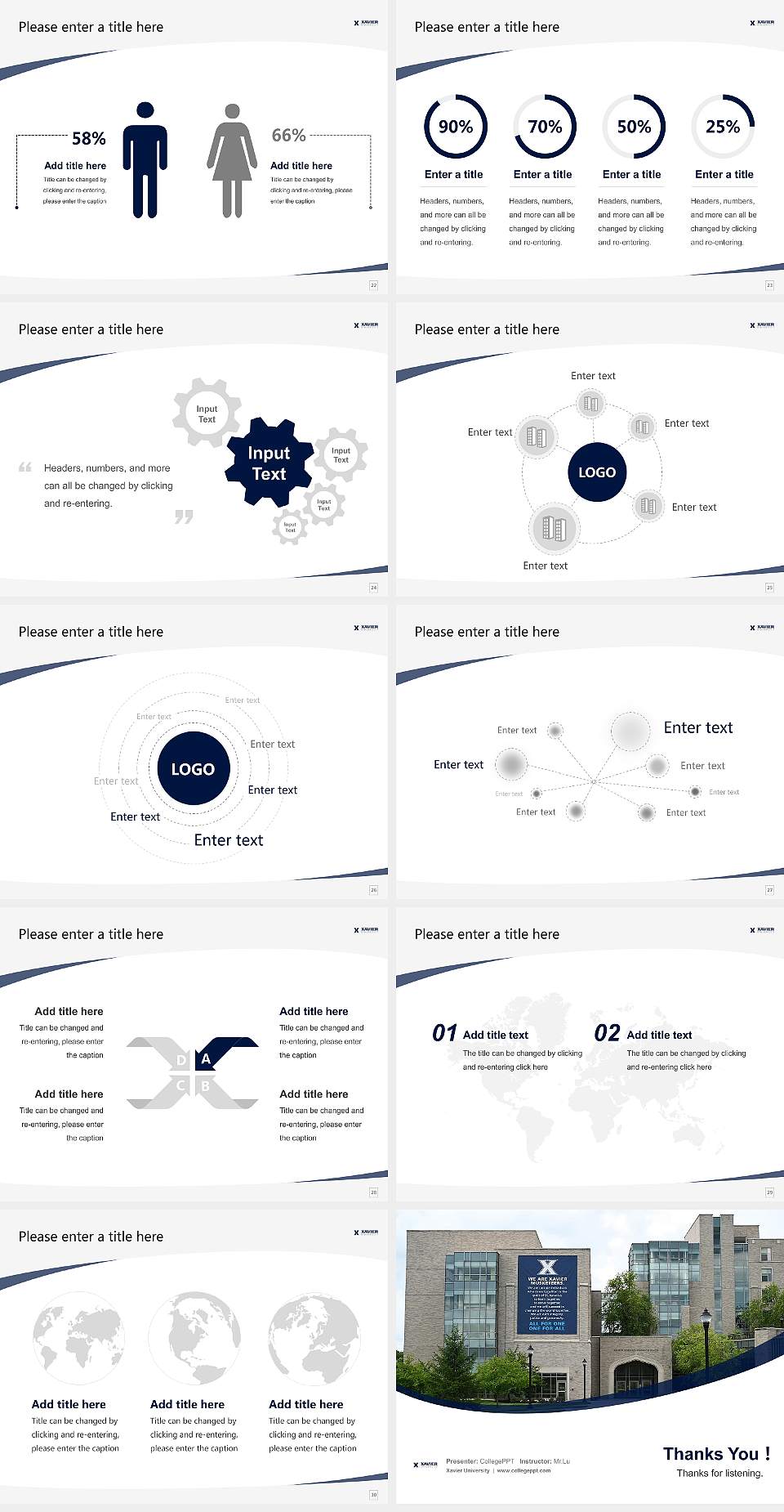 Xavier University Course/Courseware Creation PPT Template4:3 ratio PPT effect preview image4