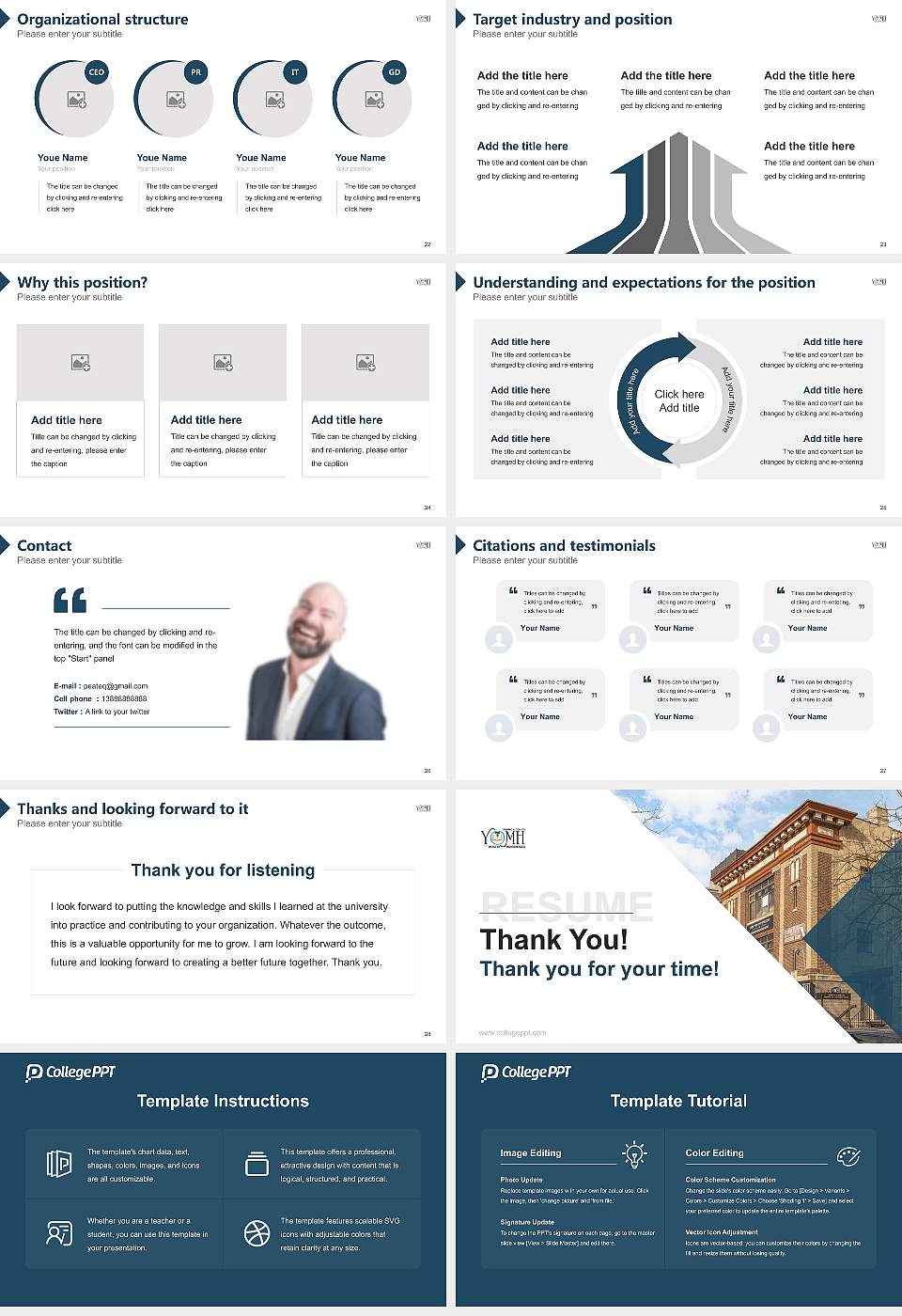 Yeshiva of Machzikai Hadas Resume PPT Template16:9 ratio PPT effect preview image4