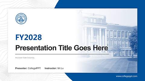 Worcester State University Academic Presentation/Research Findings Report PPT Template