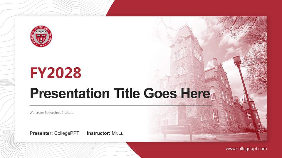 Worcester Polytechnic Institute Academic Presentation/Research Findings Report PPT Template16:9 ratio PPT effect preview image