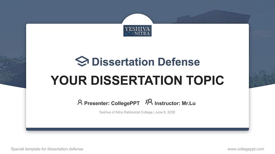 Yeshiva of Nitra Rabbinical College Graduation Thesis Defense PPT Template16:9 ratio PPT effect preview image