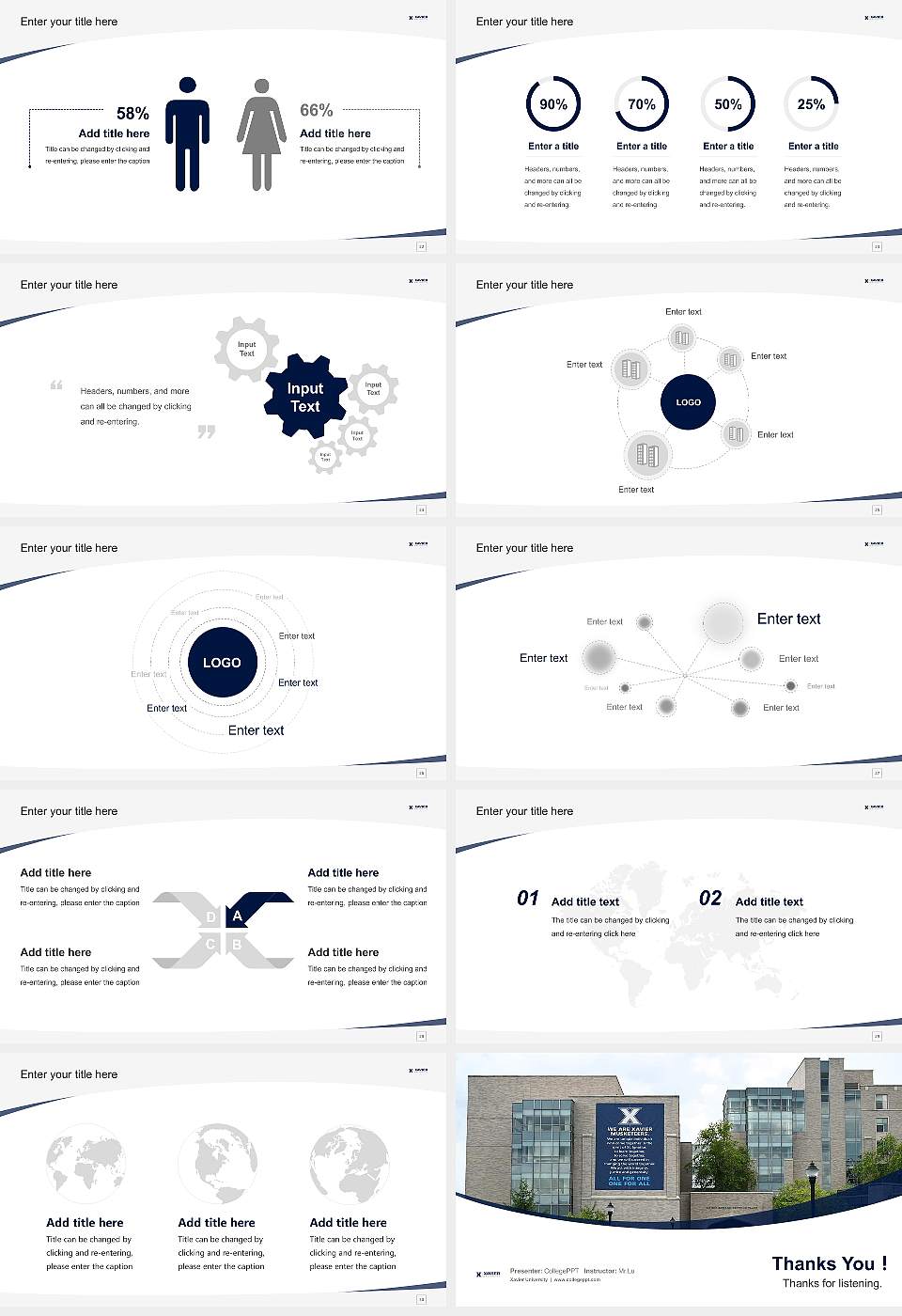 Xavier University Course/Courseware Creation PPT Template16:9 ratio PPT effect preview image4