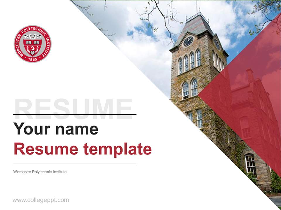 Worcester Polytechnic Institute Resume PPT Template4:3 ratio PPT effect preview image5