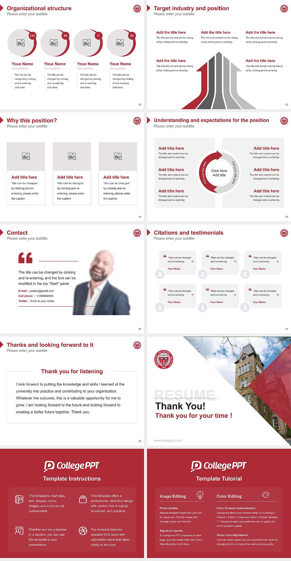 Worcester Polytechnic Institute Resume PPT Template4:3 ratio PPT effect preview image4