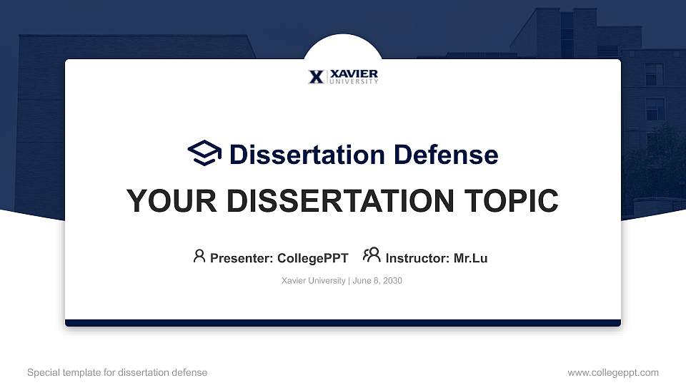 Xavier University Graduation Thesis Defense PPT Template16:9 ratio PPT effect preview image