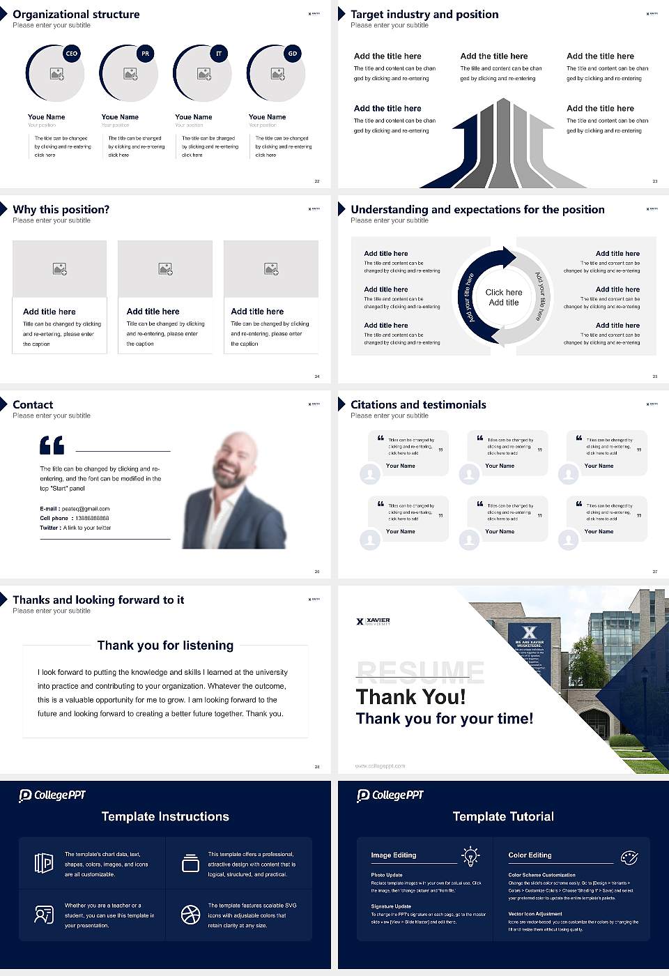 Xavier University Resume PPT Template16:9 ratio PPT effect preview image4