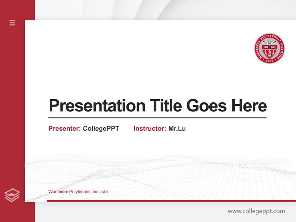 Worcester Polytechnic Institute Thesis Proposal/Graduation Defense PPT Template4:3 ratio PPT effect preview image5
