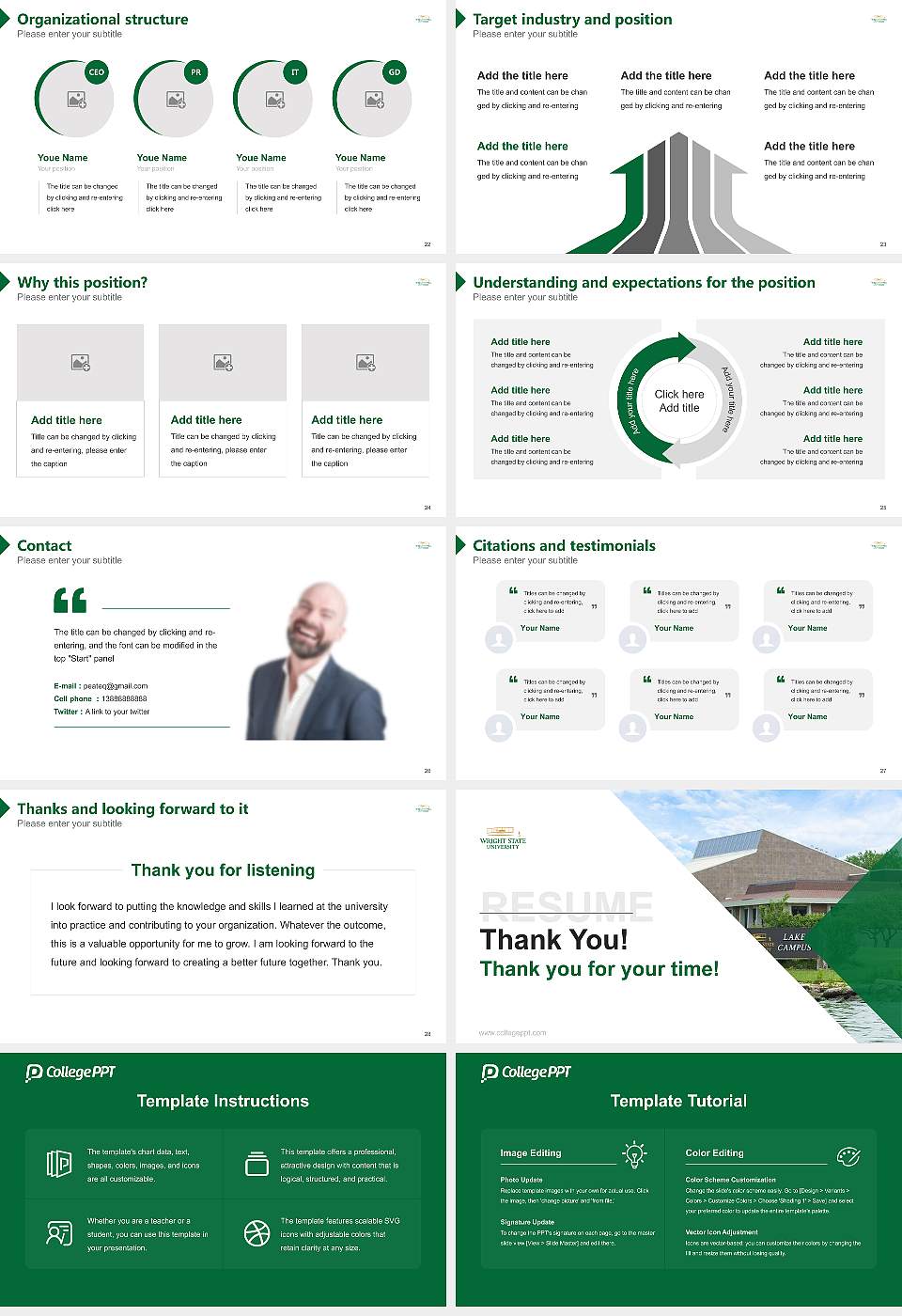 Wright State University–Lake Campus Resume PPT Template16:9 ratio PPT effect preview image4