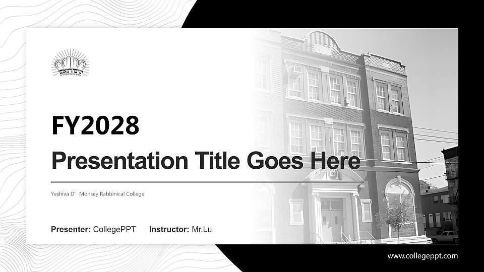 Yeshiva D’Monsey Rabbinical College Academic Presentation/Research Findings Report PPT Template16:9 ratio PPT effect preview image