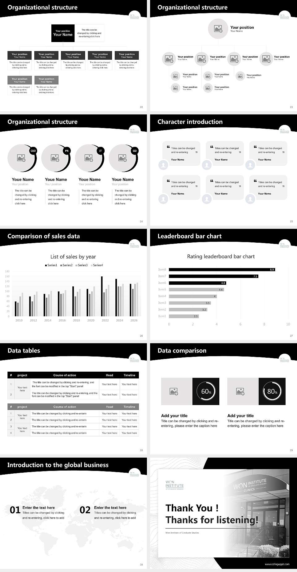 Won Institute of Graduate Studies Academic Presentation/Research Findings Report PPT Template4:3 ratio PPT effect preview image4