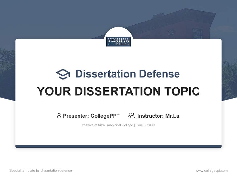 Yeshiva of Nitra Rabbinical College Graduation Thesis Defense PPT Template4:3 ratio PPT effect preview image7