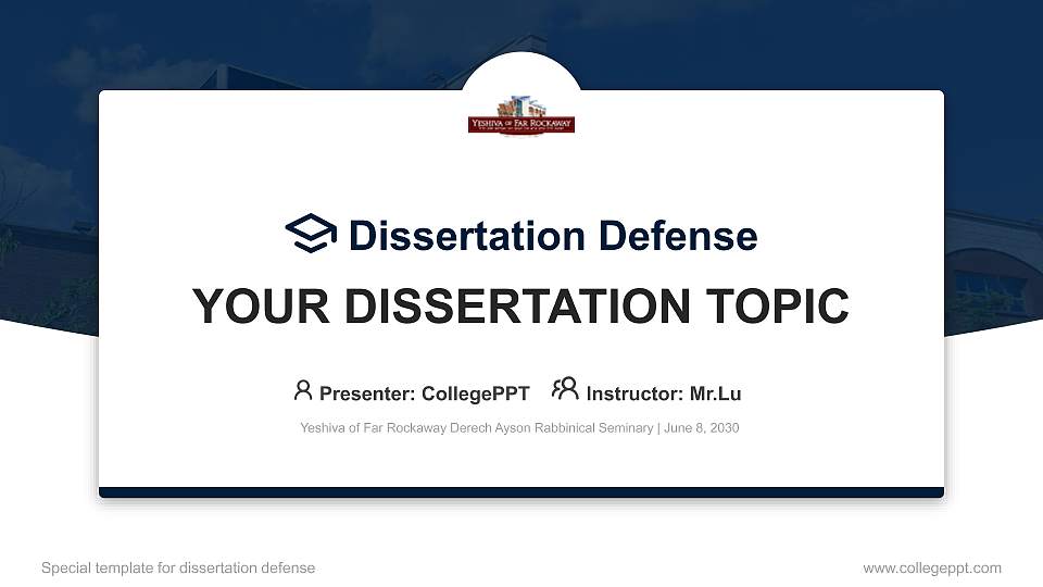 Yeshiva of Far Rockaway Derech Ayson Rabbinical Seminary Graduation Thesis Defense PPT Template16:9 ratio PPT effect preview image