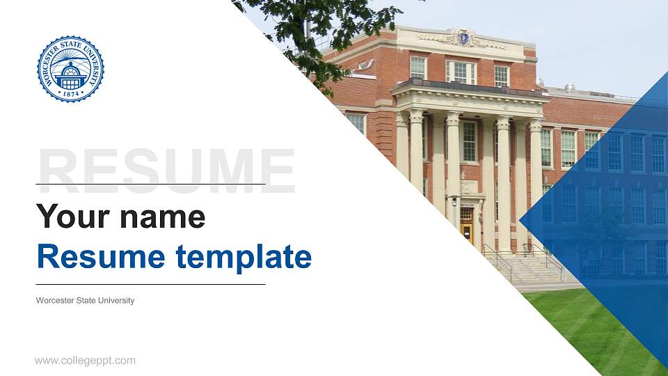 Worcester State University Resume PPT Template16:9 ratio PPT effect preview image