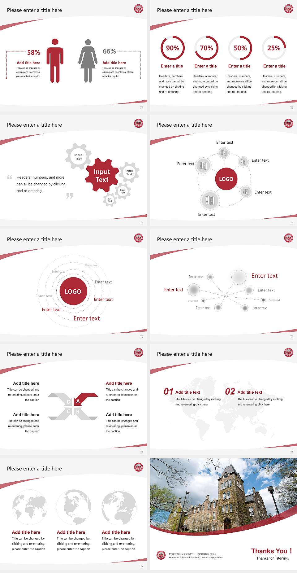 Worcester Polytechnic Institute Course/Courseware Creation PPT Template4:3 ratio PPT effect preview image4